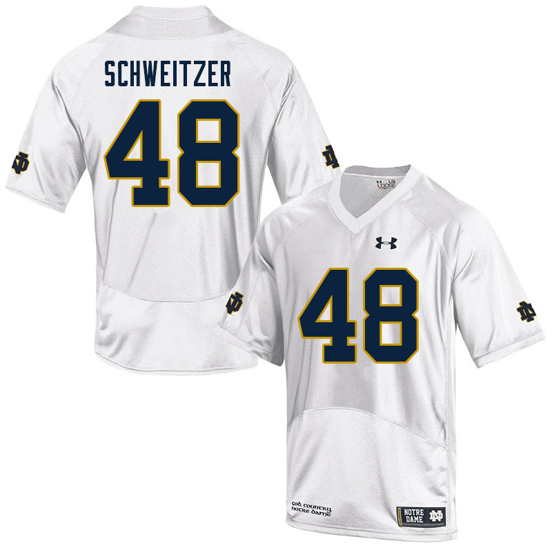 Men's NCAA Notre Dame Fighting Irish #48 Will Schweitzer Stitched College Under Armour Authentic White Football Jersey UU10H64MZ